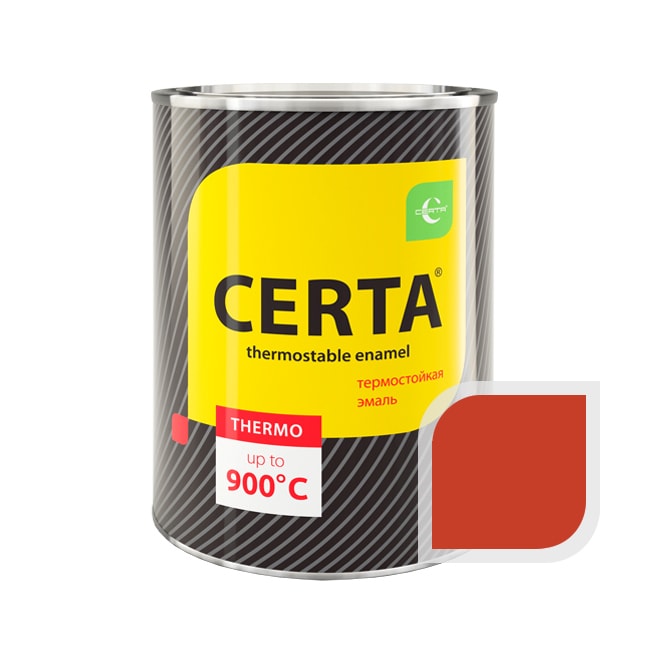 Термостойкая краска эмаль CERTA (Церта), цв. ярко красный, до 400 °C (фасовка 0,8 кг.)