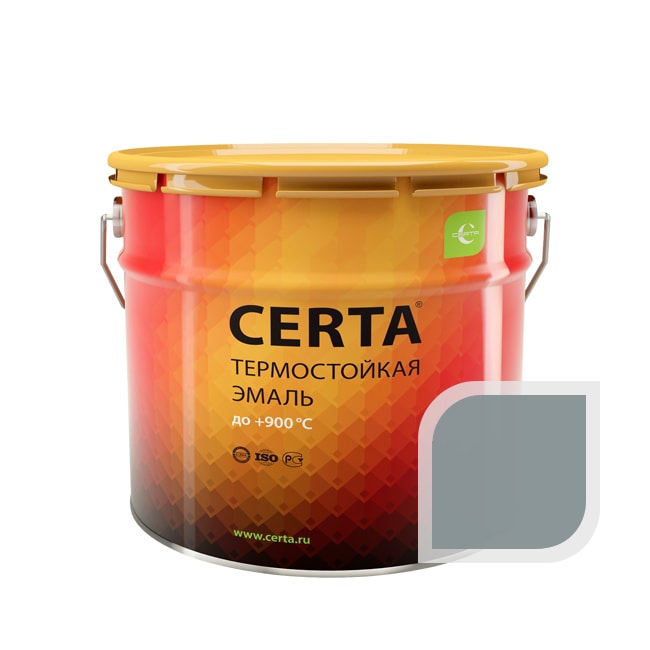 Термостойкая краска эмаль CERTA (Церта), цв. серебристо-серый, до 600 °C (фасовка 10 кг.)