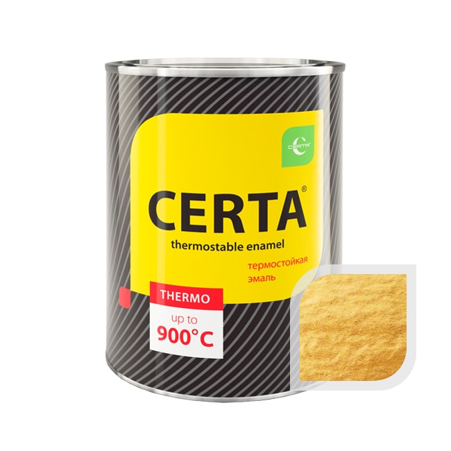 Термостойкая краска эмаль CERTA (Церта), цв. золотой, до 700 °C (фасовка 0,8 кг.)