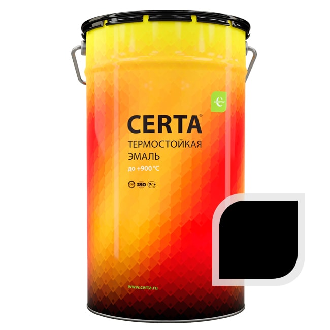Термостойкая краска эмаль CERTA (Церта), цв. чёрный, до 1000 °C (фасовка 25 кг.)