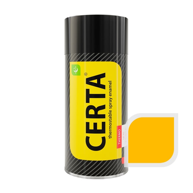 Термостойкая краска эмаль CERTA (Церта), цв. жёлтый, до 400 °C (аэрозоль 520 мл.)