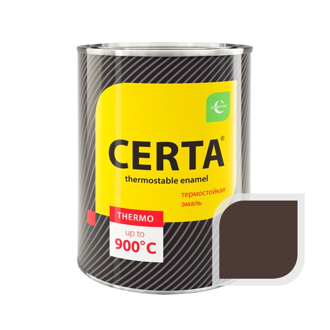 Термостойкая краска эмаль CERTA (Церта), цв. коричневый, до 500 °C (фасовка 0,8 кг.)