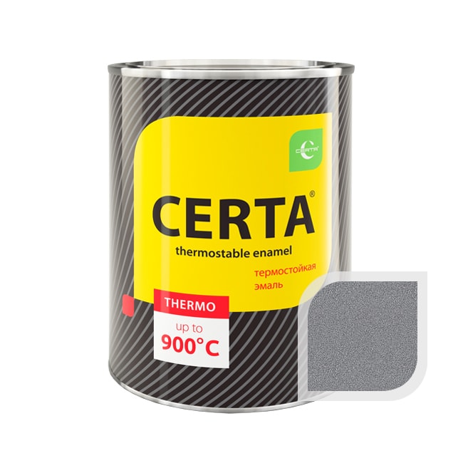 Термостойкая краска эмаль CERTA (Церта), цв. графит, до 600 °C (фасовка 0,8 кг.)