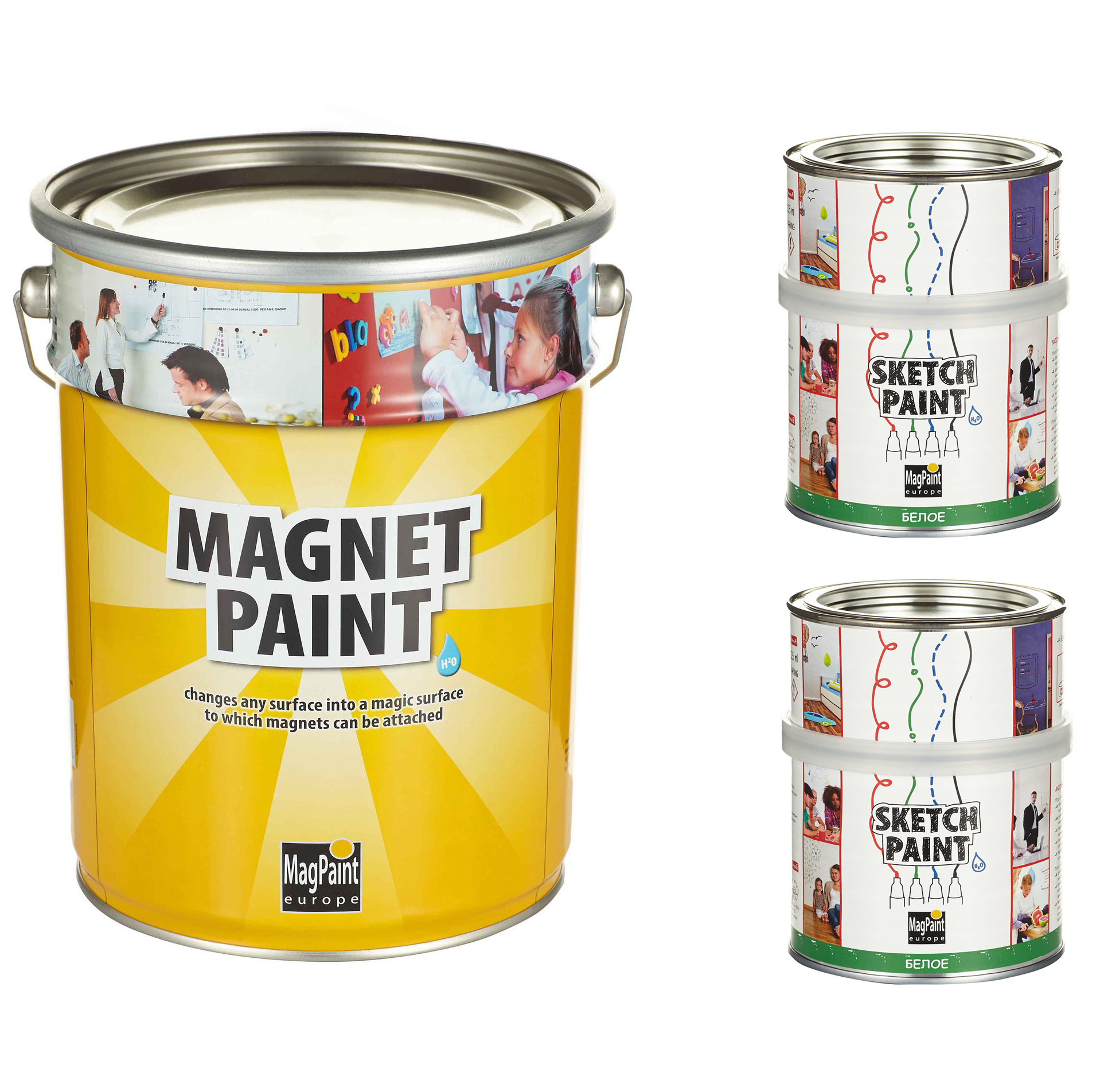 Набор магнитно-маркерной краски MagPaint 10 кв. м. (белый глянец)