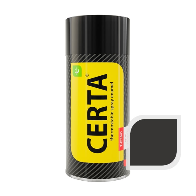 Термостойкая краска эмаль CERTA (Церта), цв. антрацит, до 600 °C (аэрозоль 520 мл.)