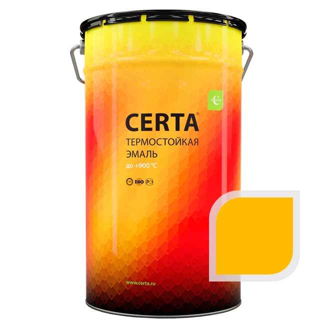 Термостойкая краска эмаль CERTA (Церта), цв. жёлтый, до 750 °C (фасовка 25 кг.)