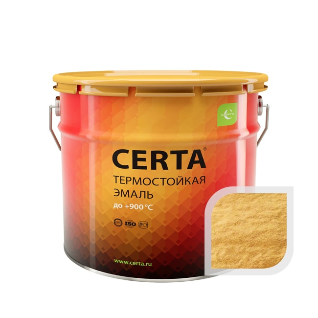 Термостойкая краска эмаль CERTA (Церта), цв. золотой, до 700 °C (фасовка 10 кг.)