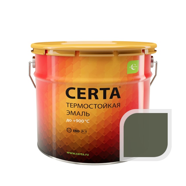 Термостойкая краска эмаль CERTA (Церта), цв. защитный RAL 6003, до 500 °C (фасовка 10 кг.)
