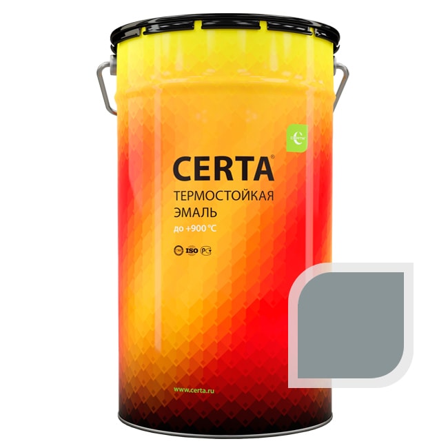 Термостойкая краска эмаль CERTA (Церта), цв. серебристо-серый, до 650 °C (фасовка 25 кг.)