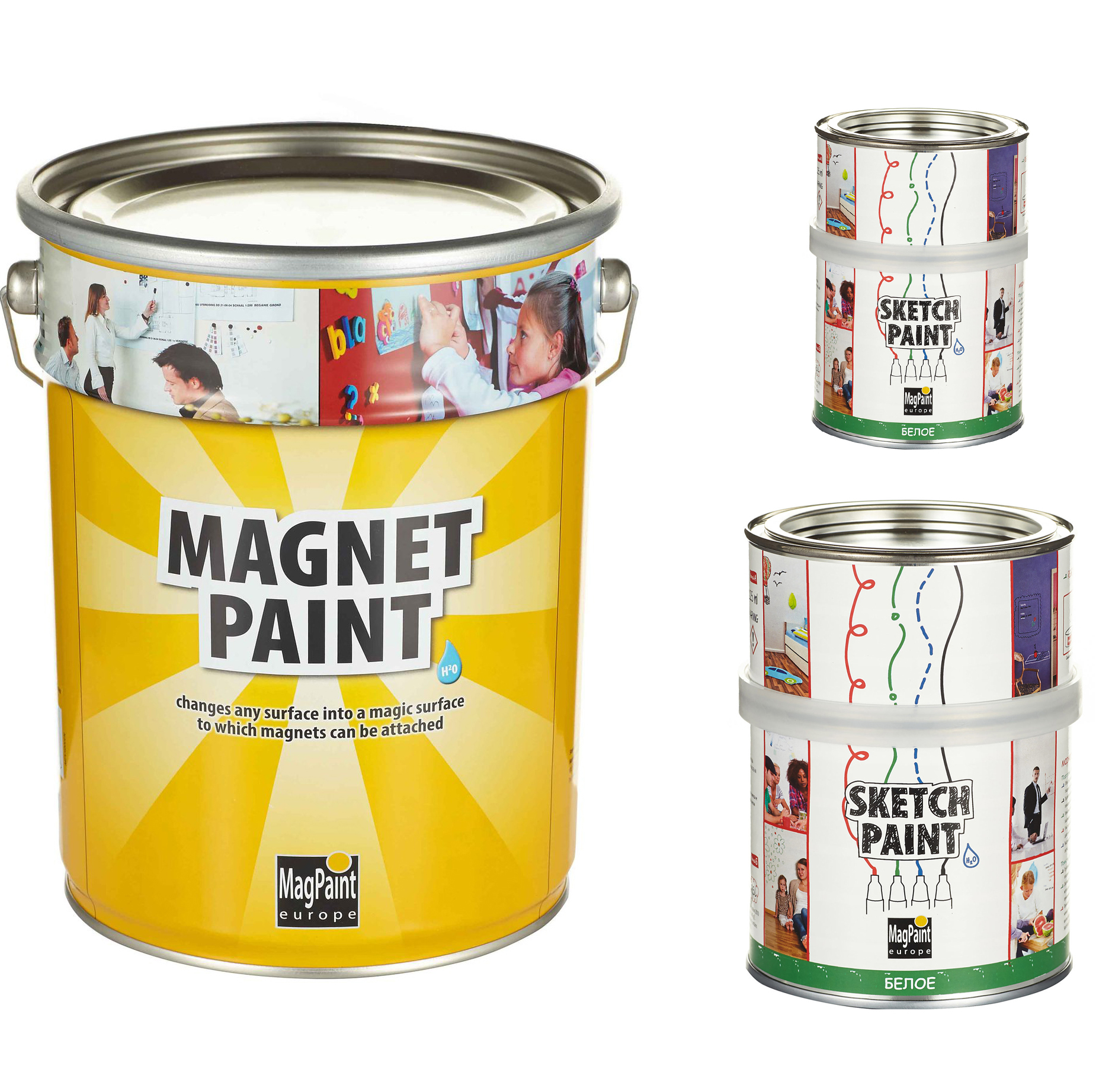 Набор магнитно-маркерной краски MagPaint 9 кв. м. (белый глянец)
