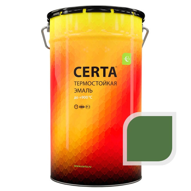 Термостойкая краска эмаль CERTA (Церта), цв. зелёный, до 500 °C (фасовка 25 кг.)