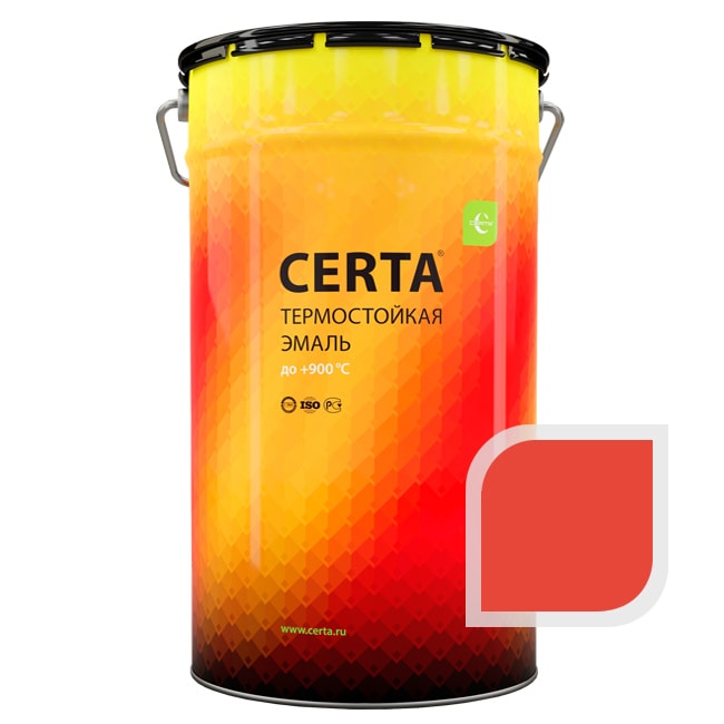Термостойкая краска эмаль CERTA (Церта), цв. красный, до 400 °C (фасовка 25 кг.)