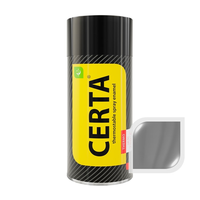 Термостойкая краска эмаль CERTA (Церта), цв. серый полуглянец, до 650 °C (аэрозоль 520 мл.)