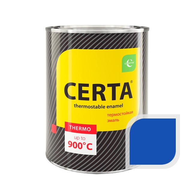 Термостойкая краска эмаль CERTA (Церта), цв. синий, до 750 °C (фасовка 0,8 кг.)
