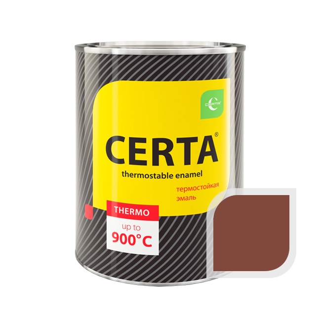 Термостойкая краска эмаль CERTA (Церта), цв. красно-коричневый, до 650 °C (фасовка 0,8 кг.)