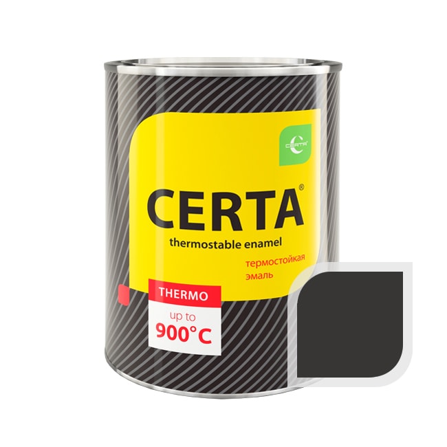 Термостойкая краска эмаль CERTA (Церта), цв. антрацит, до 600 °C (фасовка 0,8 кг.)