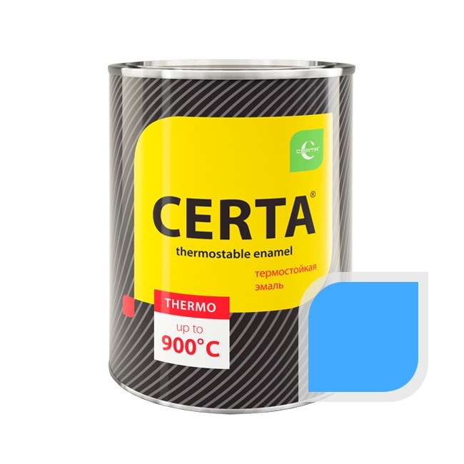 Термостойкая краска эмаль CERTA (Церта), цв. голубой, до 400 °C (фасовка 0,8 кг.)