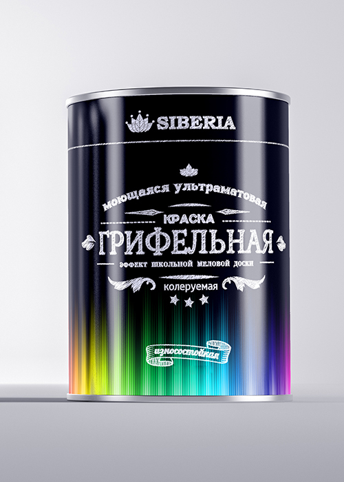 Грифельная краска Siberia для стен и школьных досок (колеруемая, база C / 0,9 л. / 4 кв. м.)
