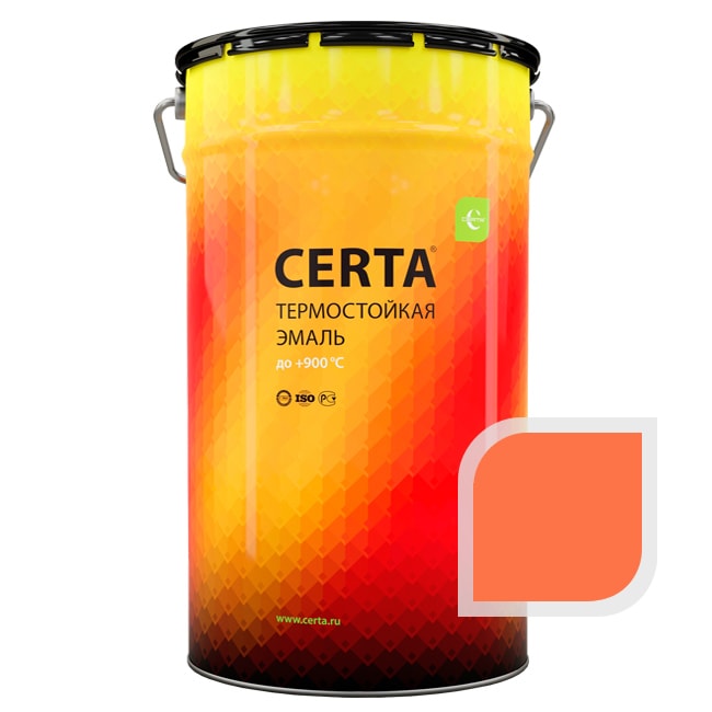 Термостойкая краска эмаль CERTA (Церта), цв. оранжевый, до 400 °C (фасовка 25 кг.)