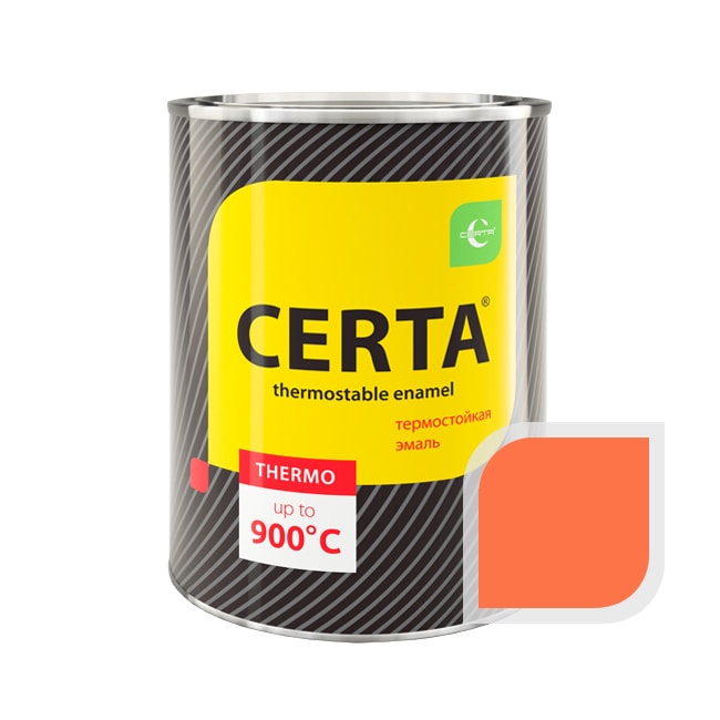 Термостойкая краска эмаль CERTA (Церта), цв. оранжевый, до 400 °C (фасовка 0,8 кг.)