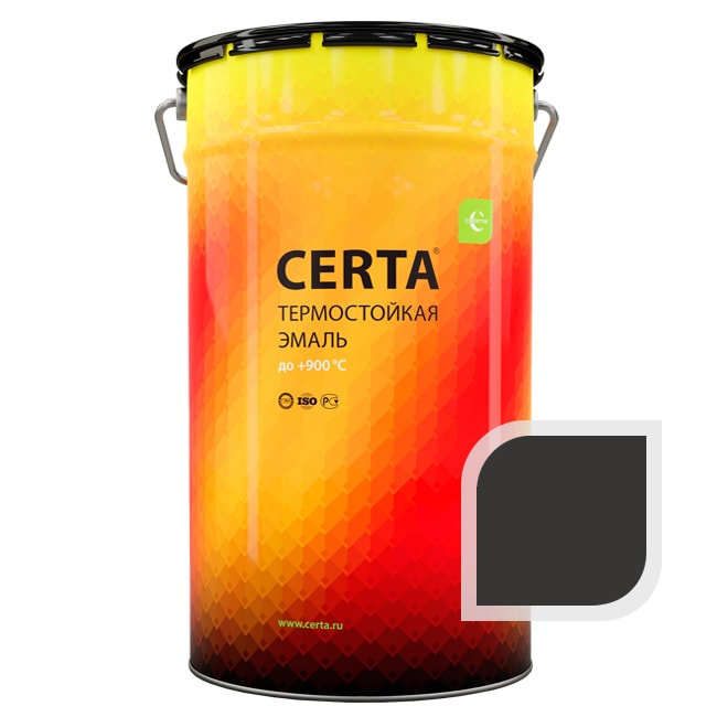 Термостойкая краска эмаль CERTA (Церта), цв. антрацит, до 600 °C (фасовка 25 кг.)