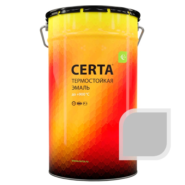 Термостойкая краска эмаль CERTA (Церта), цв. серебристый, до 650 °C (фасовка 25 кг.)