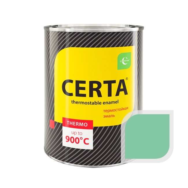 Термостойкая краска эмаль CERTA (Церта), цв. салатовый, до 400 °C (фасовка 0,8 кг.)