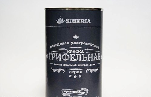 Грифельная краска Siberia для стен и школьных досок (цв. серый /1,0 л. / 4,5 кв. м.)