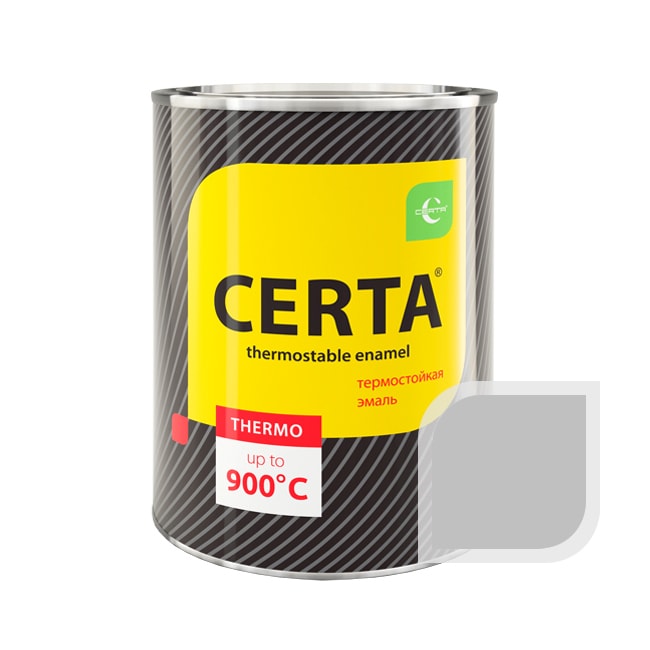 Термостойкая краска эмаль CERTA (Церта), цв. серебристый, до 700 °C (фасовка 0,8 кг.)